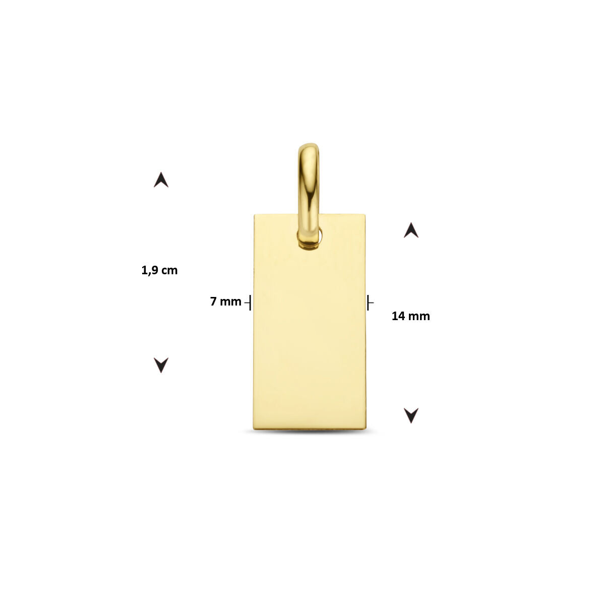 colgante rectangular 14K oro amarillo