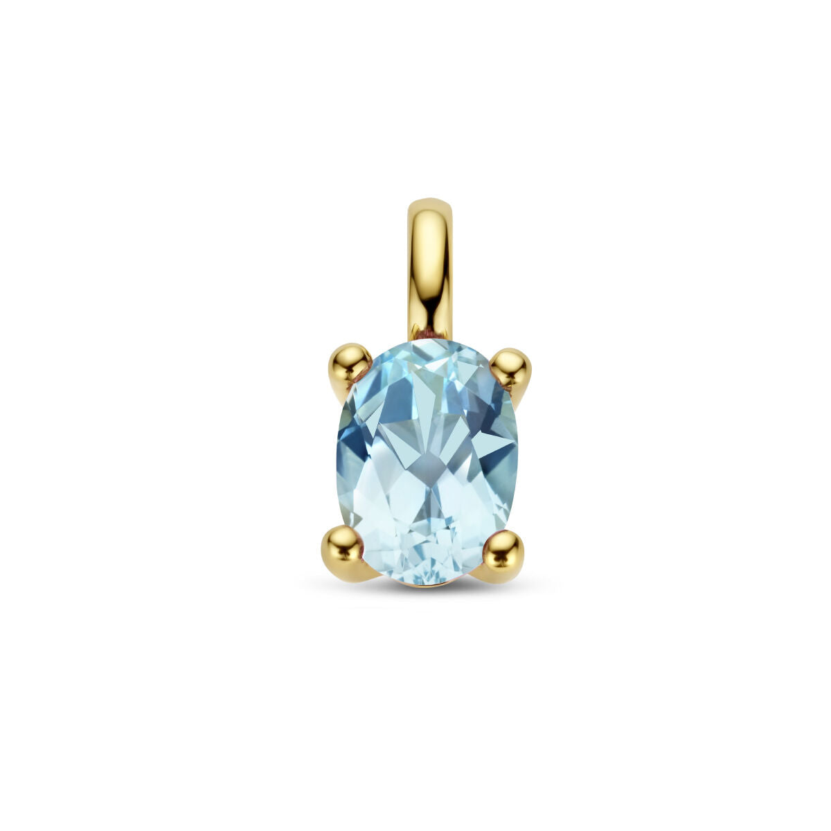 Colgante de topacio azul ovalado en oro amarillo de 14 quilates.