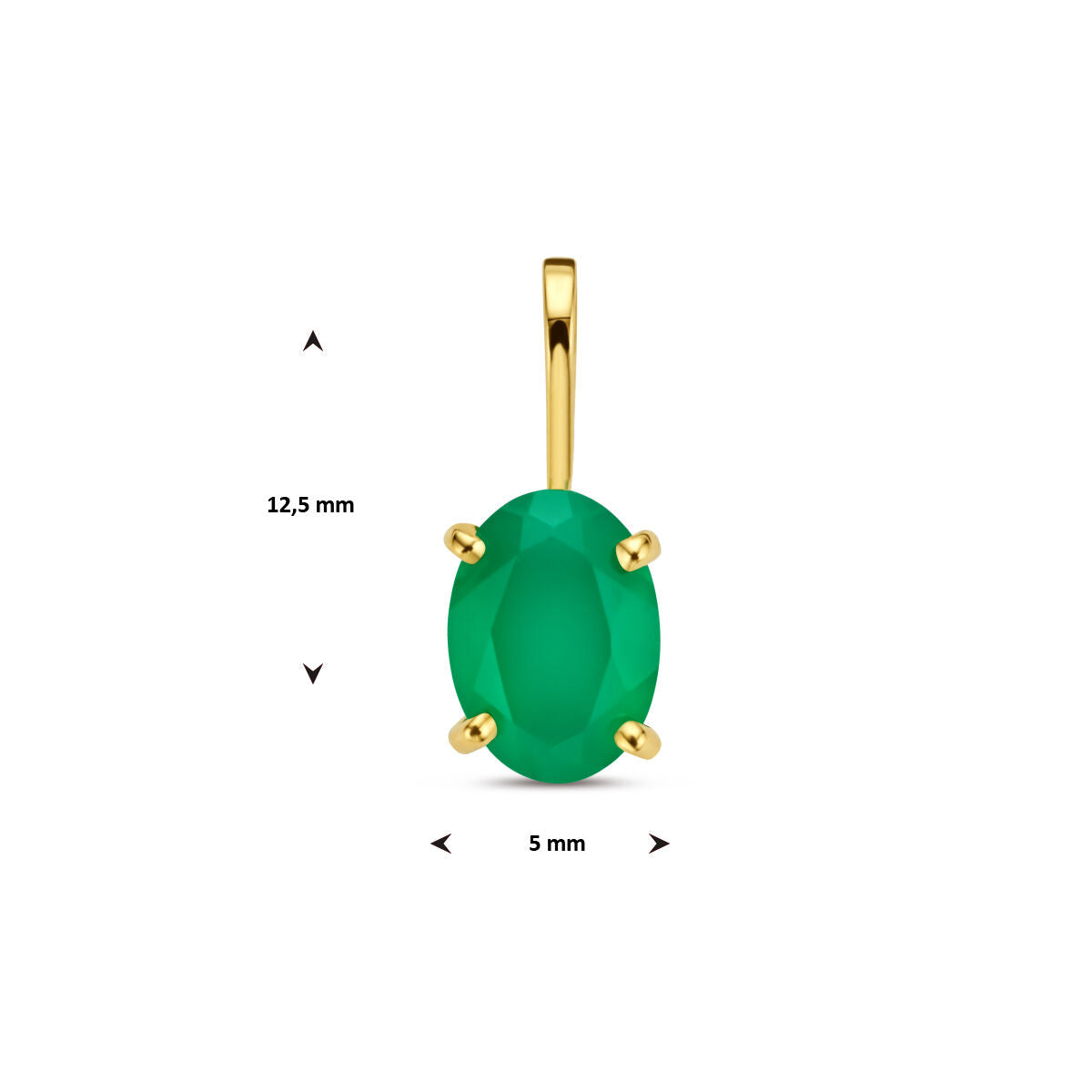 colgante de ágata verde en oro amarillo de 14K