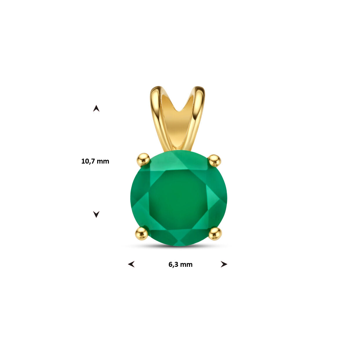 colgante de ágata verde en oro amarillo de 14K