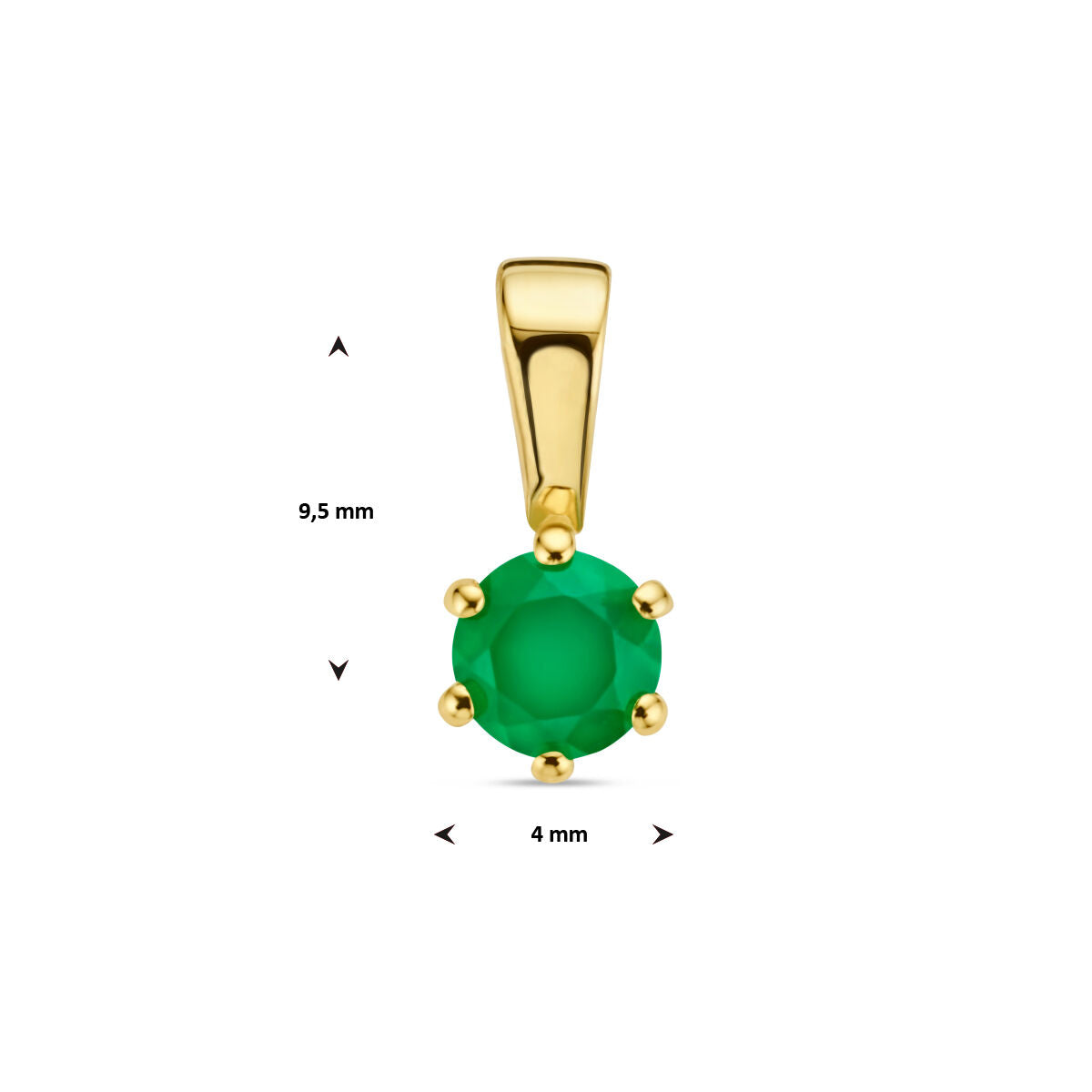 colgante de ágata verde en oro amarillo de 14K