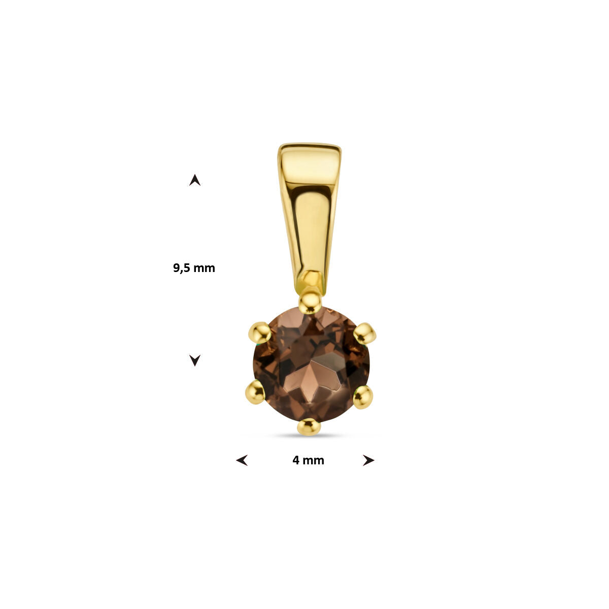 colgante de cuarzo ahumado 14K oro amarillo