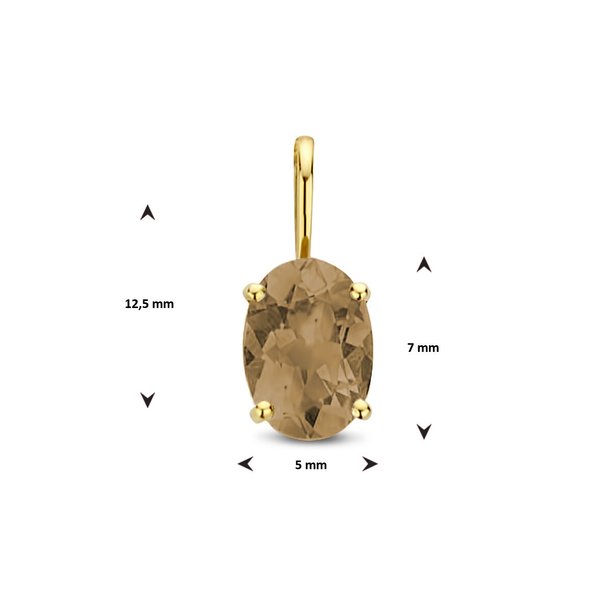 colgante de cuarzo ahumado 14K oro amarillo