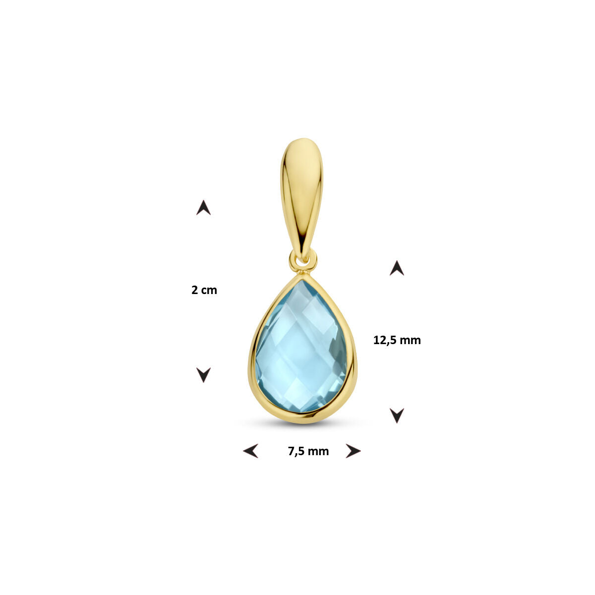 colgante topacio azul 14K oro amarillo