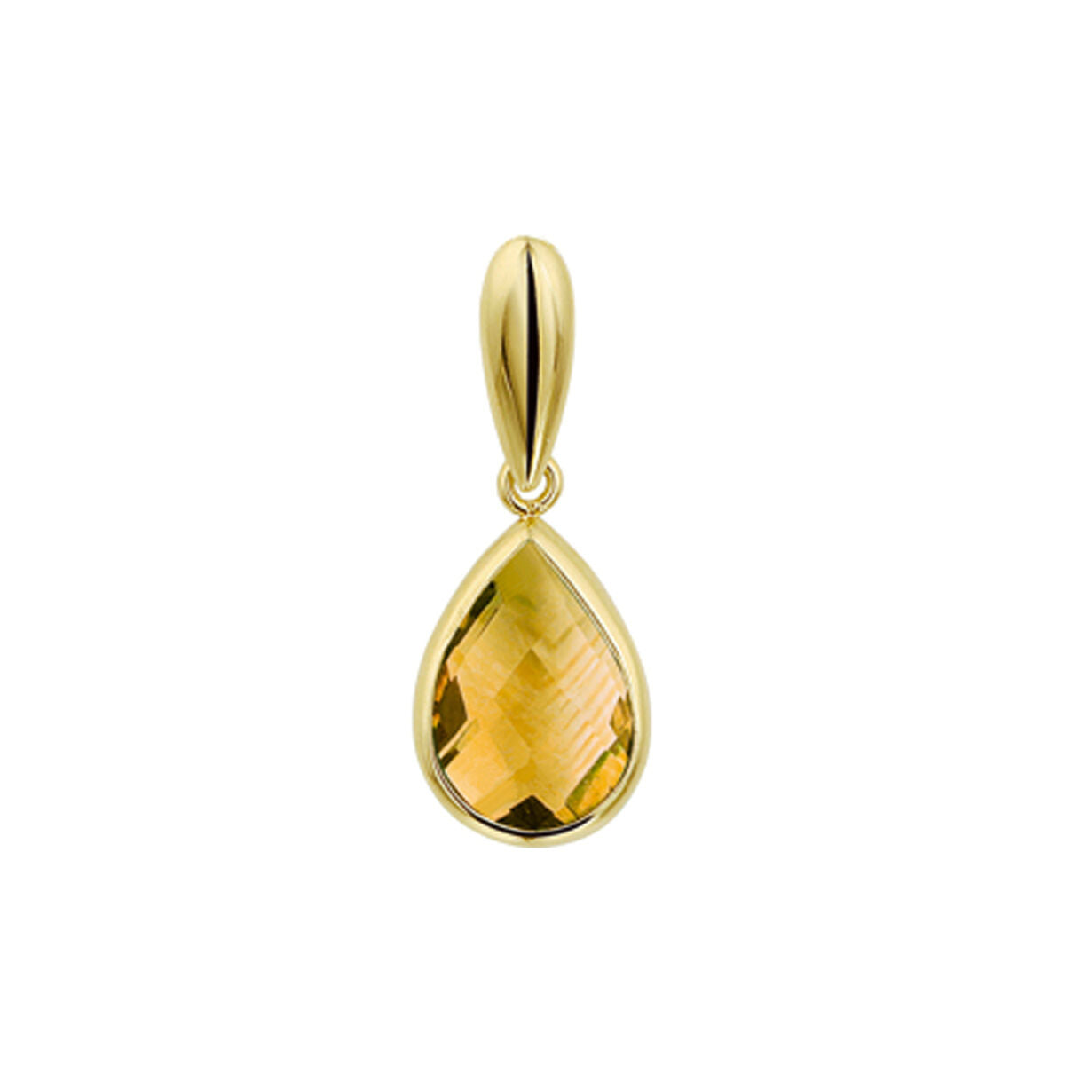 Colgante de citrino en oro amarillo de 14 quilates con forma de gota.