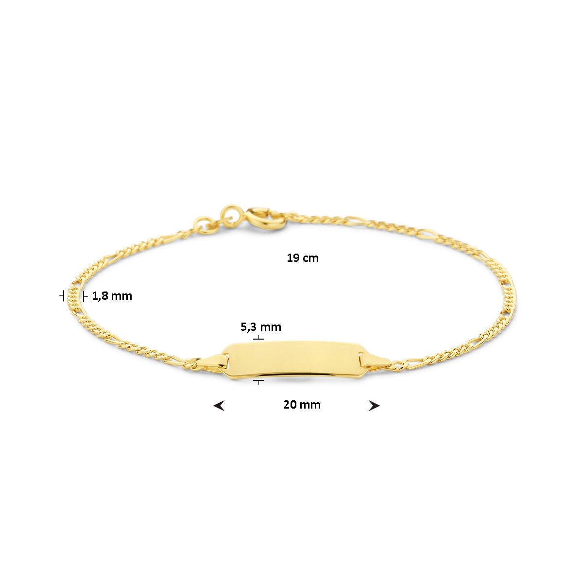 pulsera de 19 cm en oro amarillo de 14K