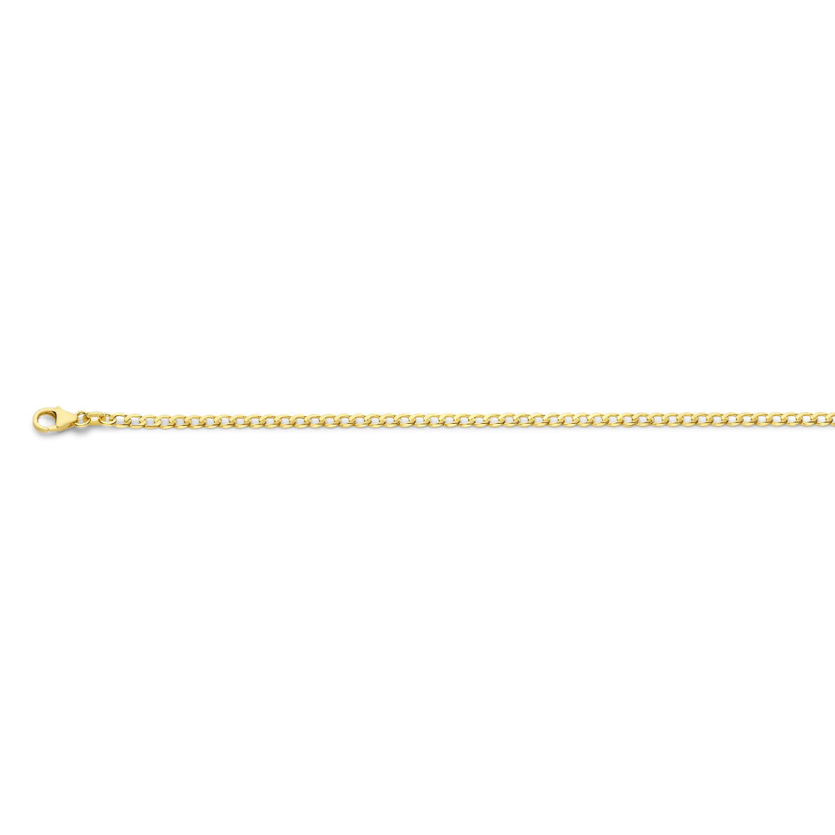 Cadena gourmette de 6 lados pulida de 2,6 mm en oro amarillo de 14 quilates.
