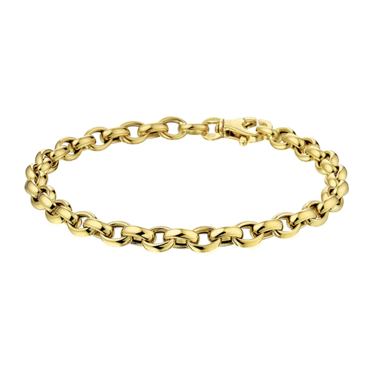 Pulsera jasseron de 5,0 mm en 19 cm en oro amarillo de 14 quilates.