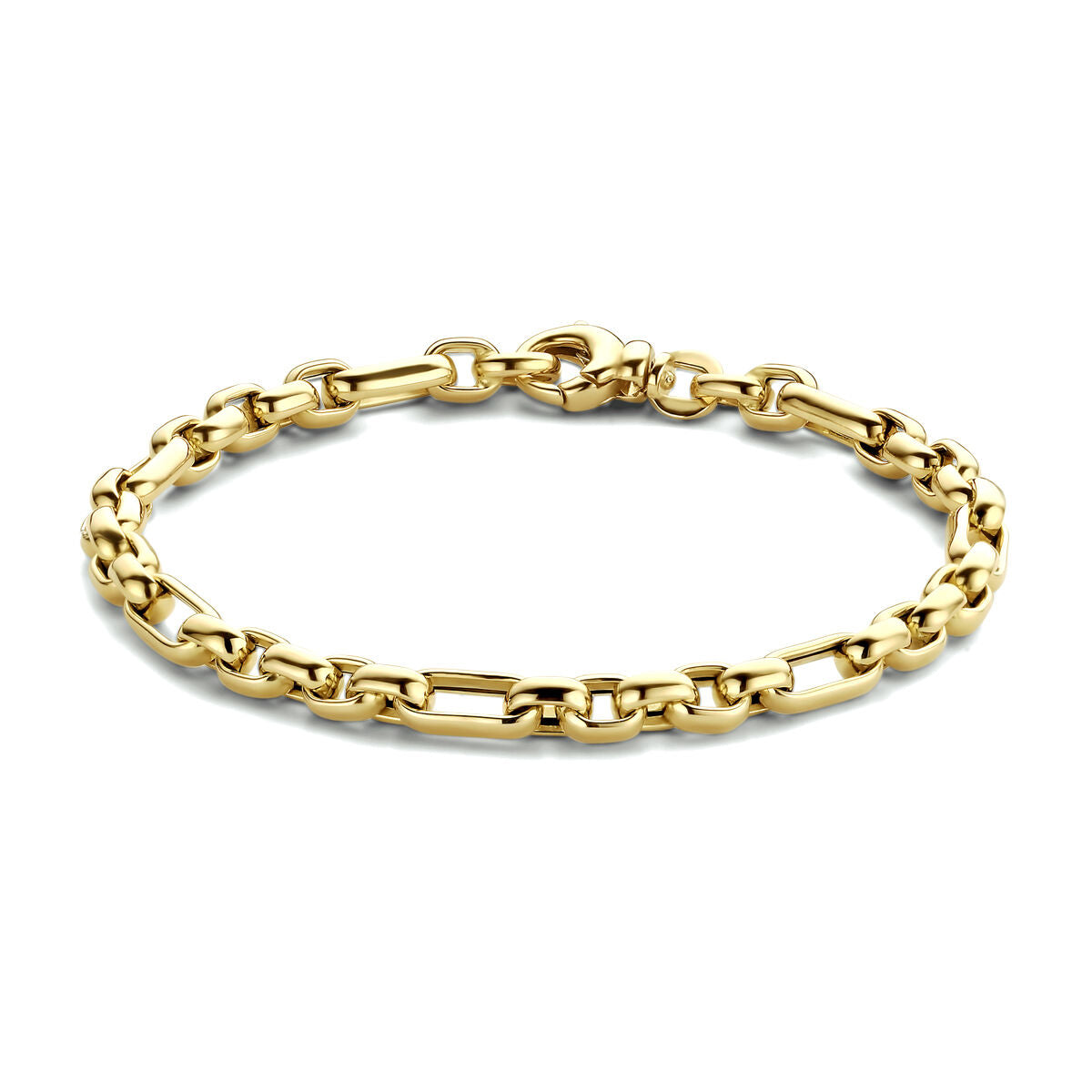 Pulsera de ancla de 4,8 mm en oro amarillo de 14K, con un diseño de eslabones y cierre de langosta.