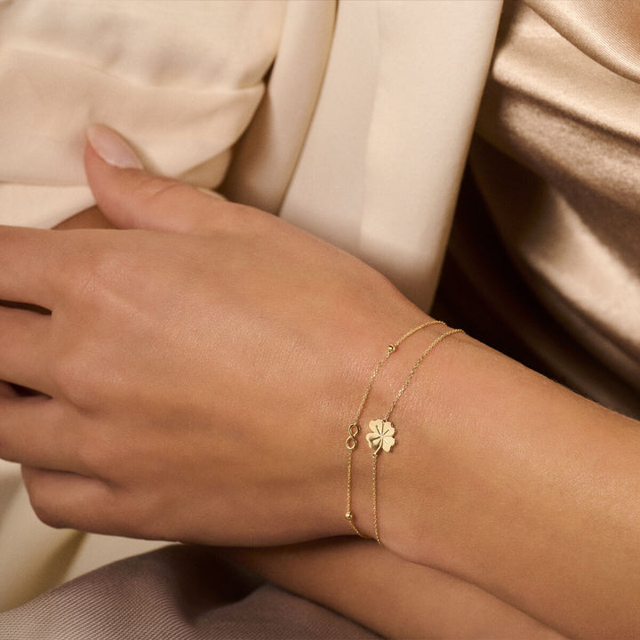 armband klaver 16,5 - 17,5 - 18,5 cm 14K geelgoud