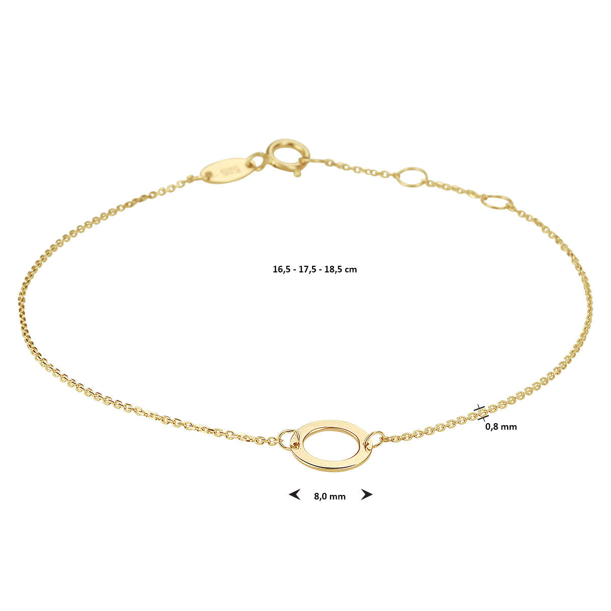 pulsera redonda 16,5 - 17,5 - 18,5 cm 14K oro amarillo