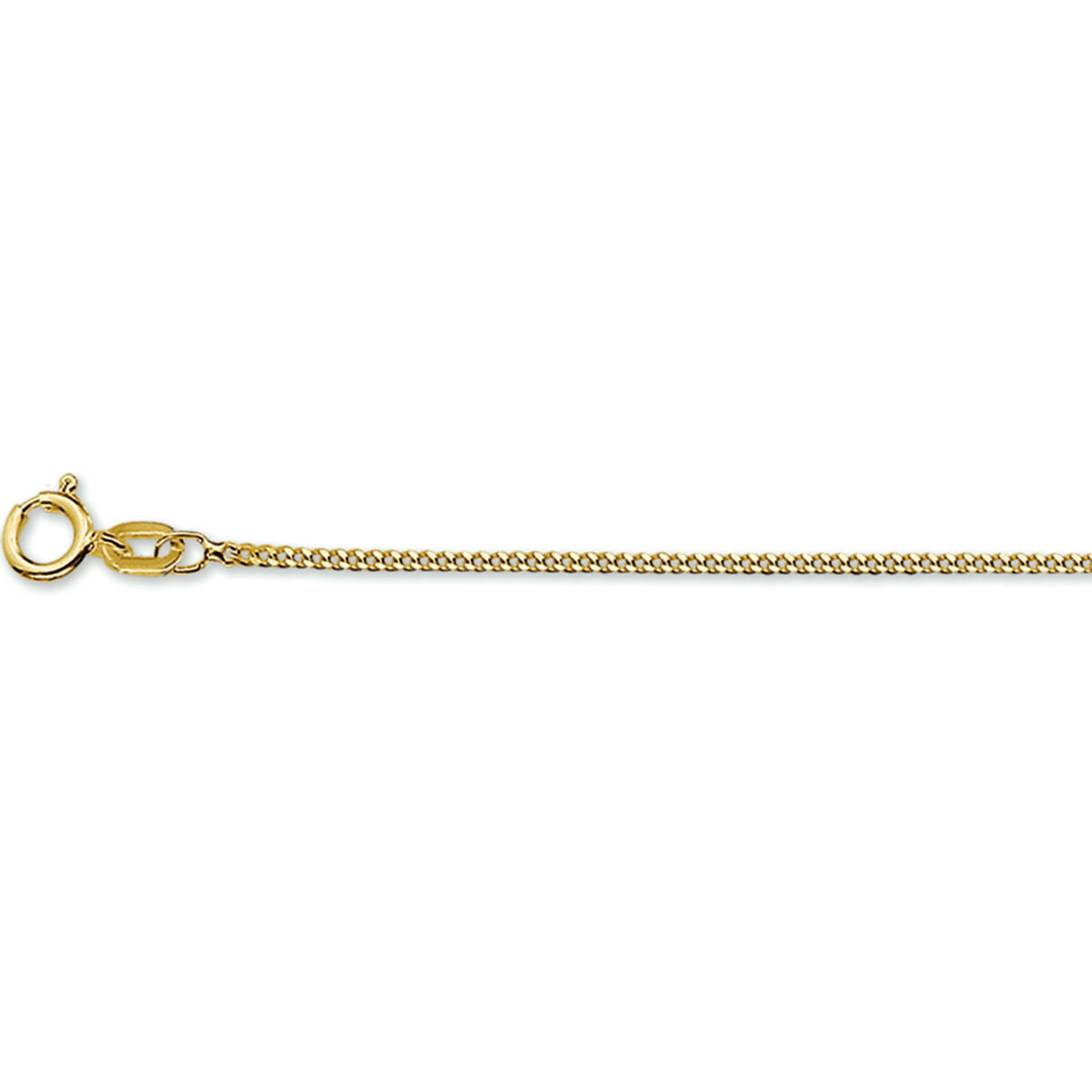 cadena gourmette de 1,2 mm en oro amarillo de 14 quilates con cuatro lados pulidos.