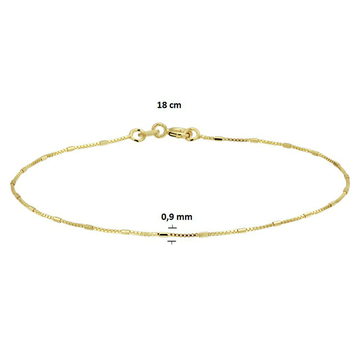 pulsera veneciana y barras 0,9 mm 18 cm 14K oro amarillo