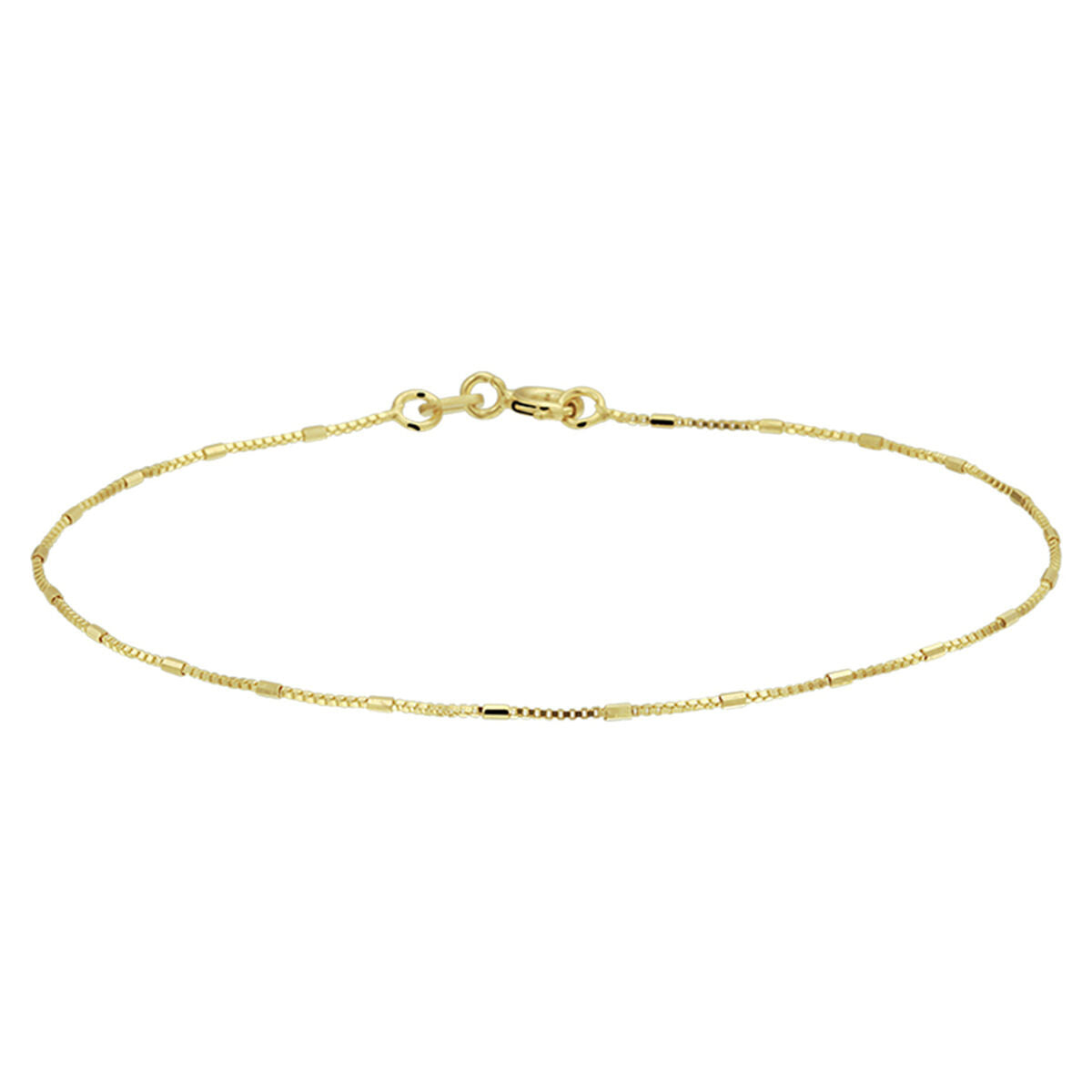 Pulsera de oro amarillo de 14K con eslabones venecianos y barras de 0,9 mm, de 18 cm.