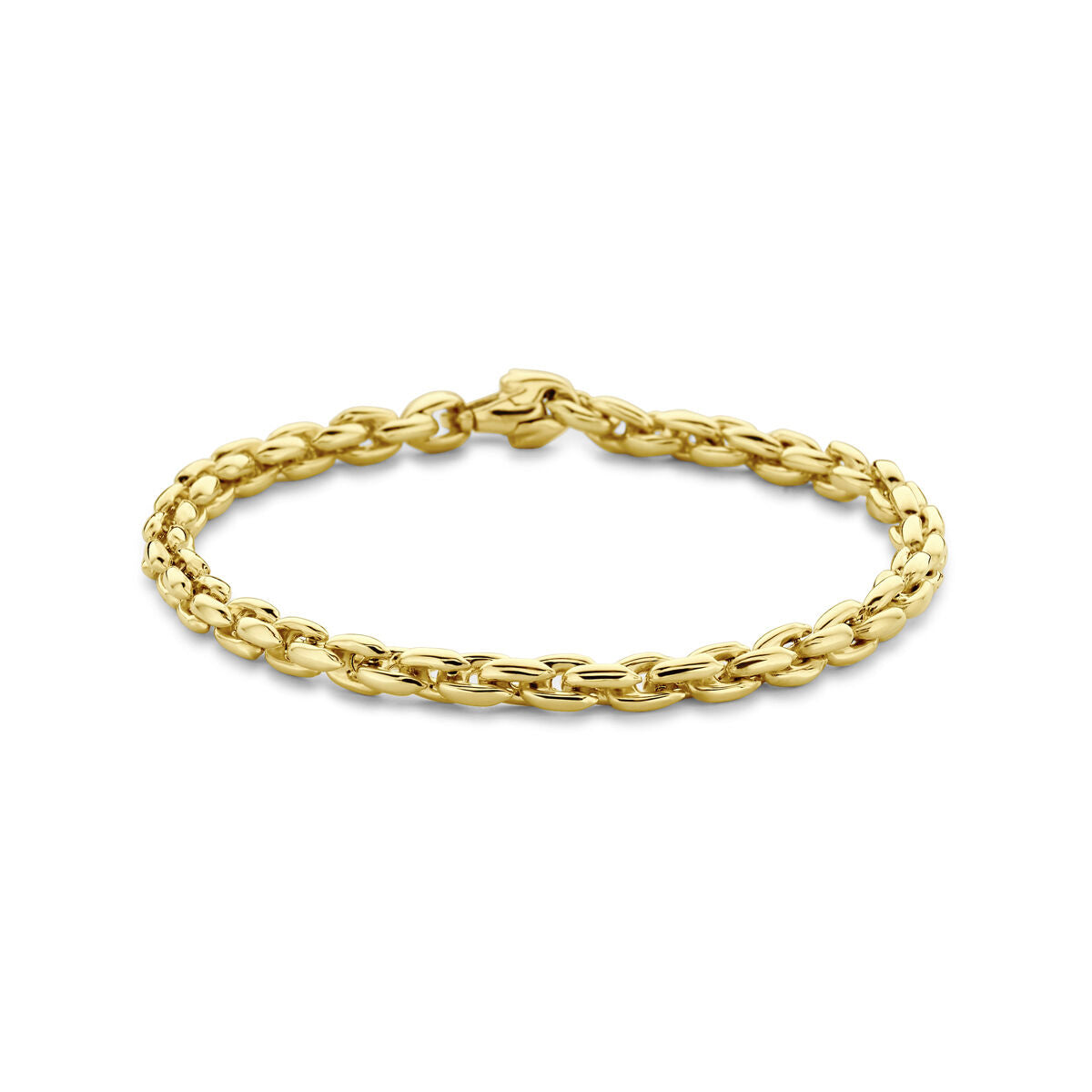 Pulsera de eslabones fantasía de 4,5 mm y 19 cm en oro amarillo de 14 quilates.