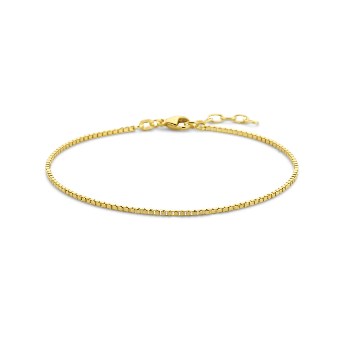 Pulsera veneciana de 14K en oro amarillo, con un grosor de 1,3 mm y longitud ajustable de 19 a 21 cm.