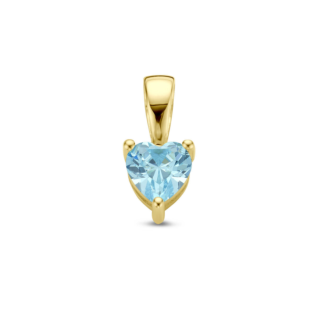 Colgante en forma de corazón con piedra de nacimiento sintética en oro amarillo de 14K.