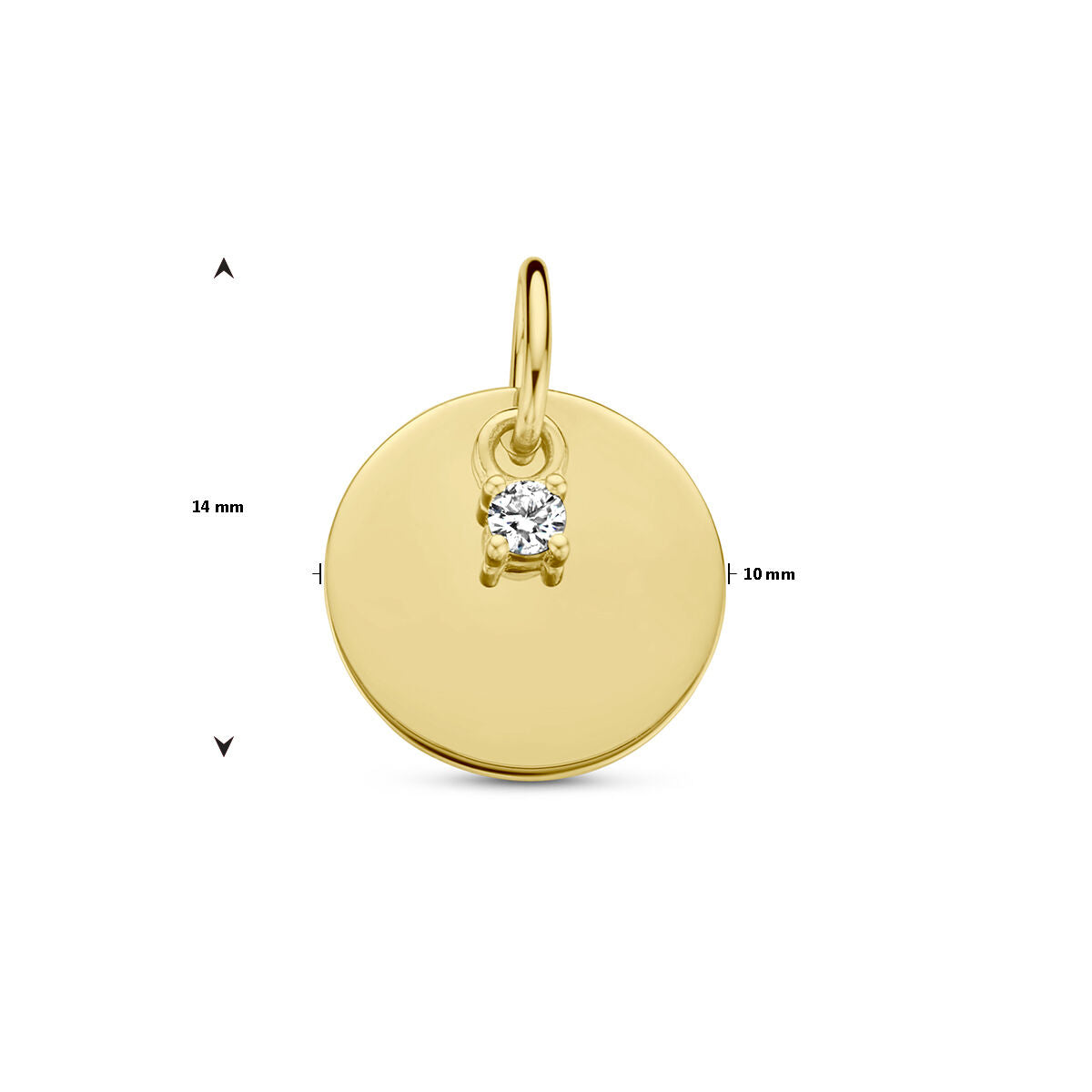 colgante grabado círculo y diamante h si 14K oro amarillo