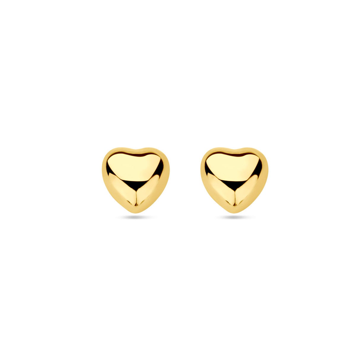 Pendientes de corazón en oro amarillo de 14 quilates.