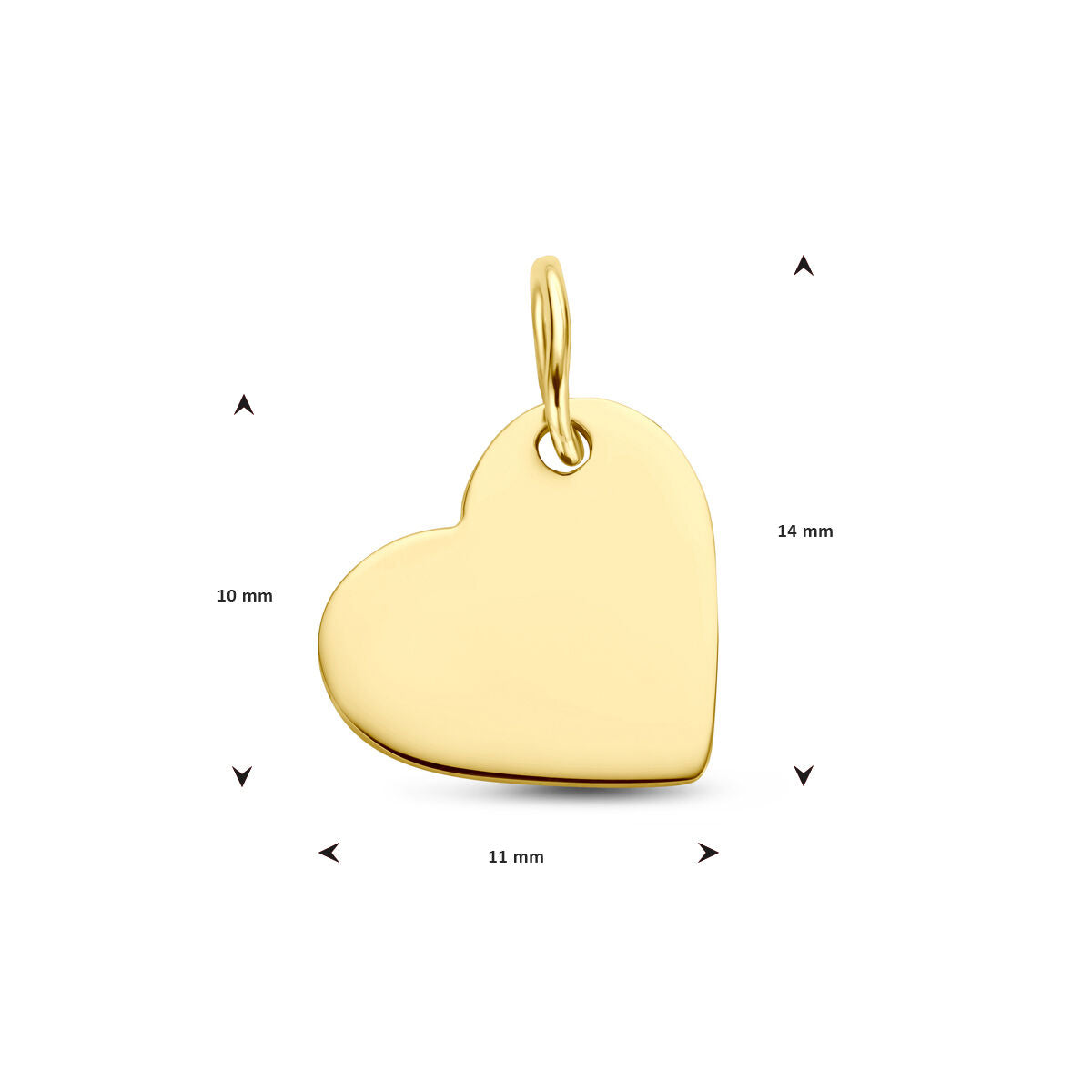 colgante en forma de corazón 14K oro amarillo