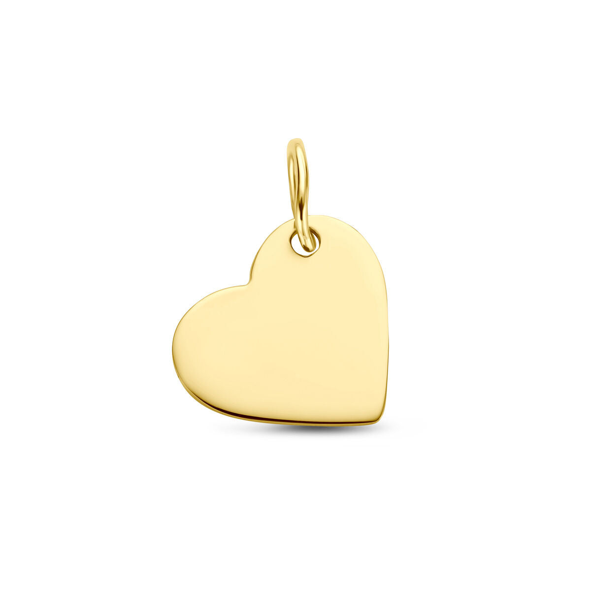 Colgante en forma de corazón de oro amarillo de 14 quilates, pulido y brillante.