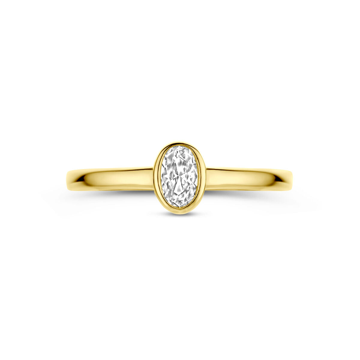 anillo de zircón 14K oro amarillo