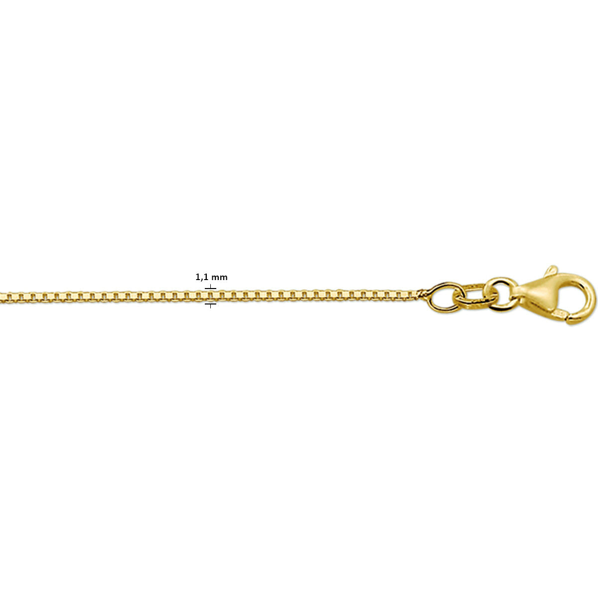 Collar veneciano de 1,1 mm en oro amarillo de 14 quilates con cierre de langosta.