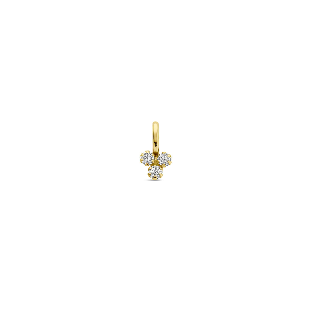 Colgante de oro amarillo de 14K con zircón de 9 mm en forma de cruz.