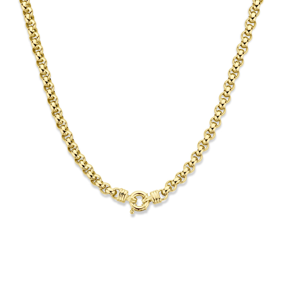 Collar jasseron de 7 mm, 45 cm de longitud, en oro amarillo de 14 quilates.