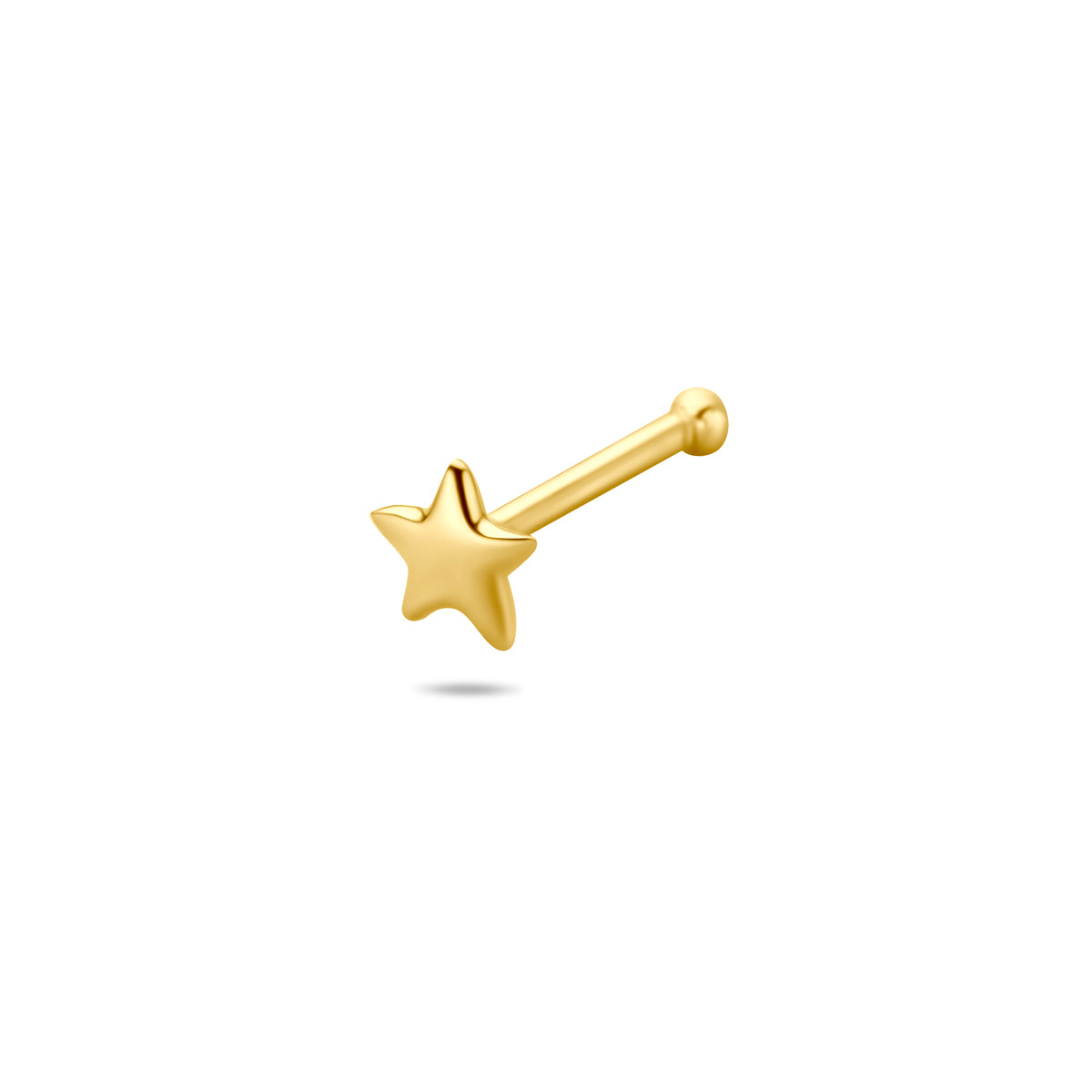 Pendiente de nariz de estrella de 3 mm en oro amarillo de 14 quilates.
