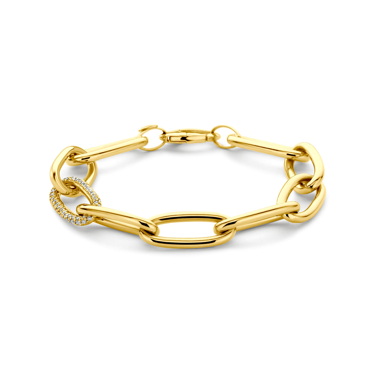 Pulsera de oro amarillo de 14K con diamante lab-grown de 1.22 ct, de 10.8 mm y 20 cm.