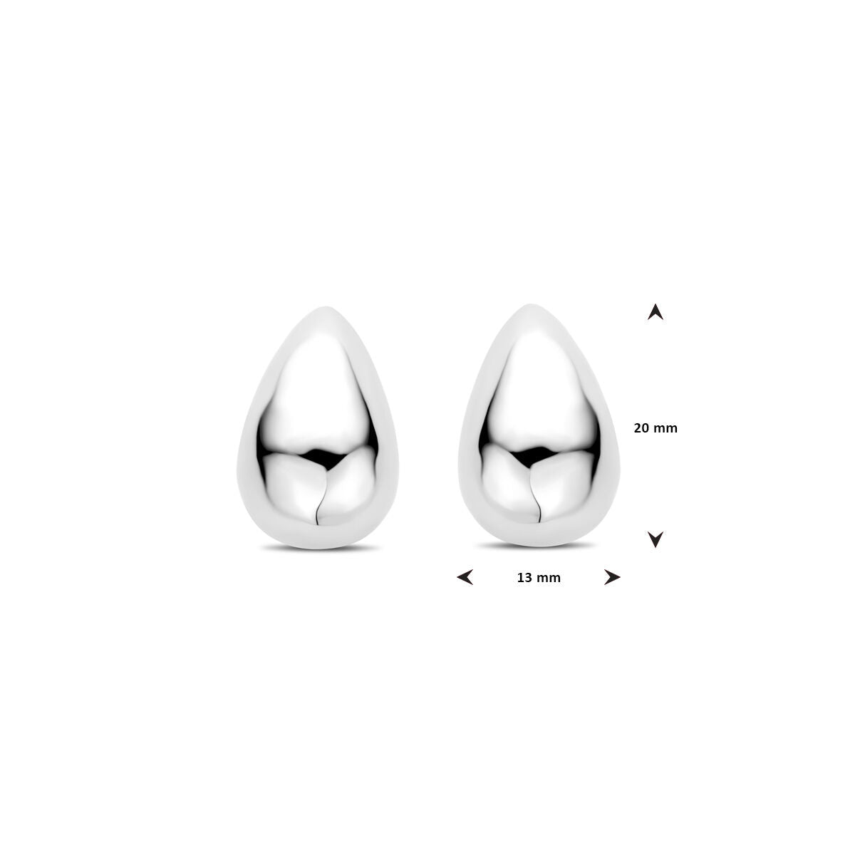pendientes de botón gota 20 mm plata rodiada