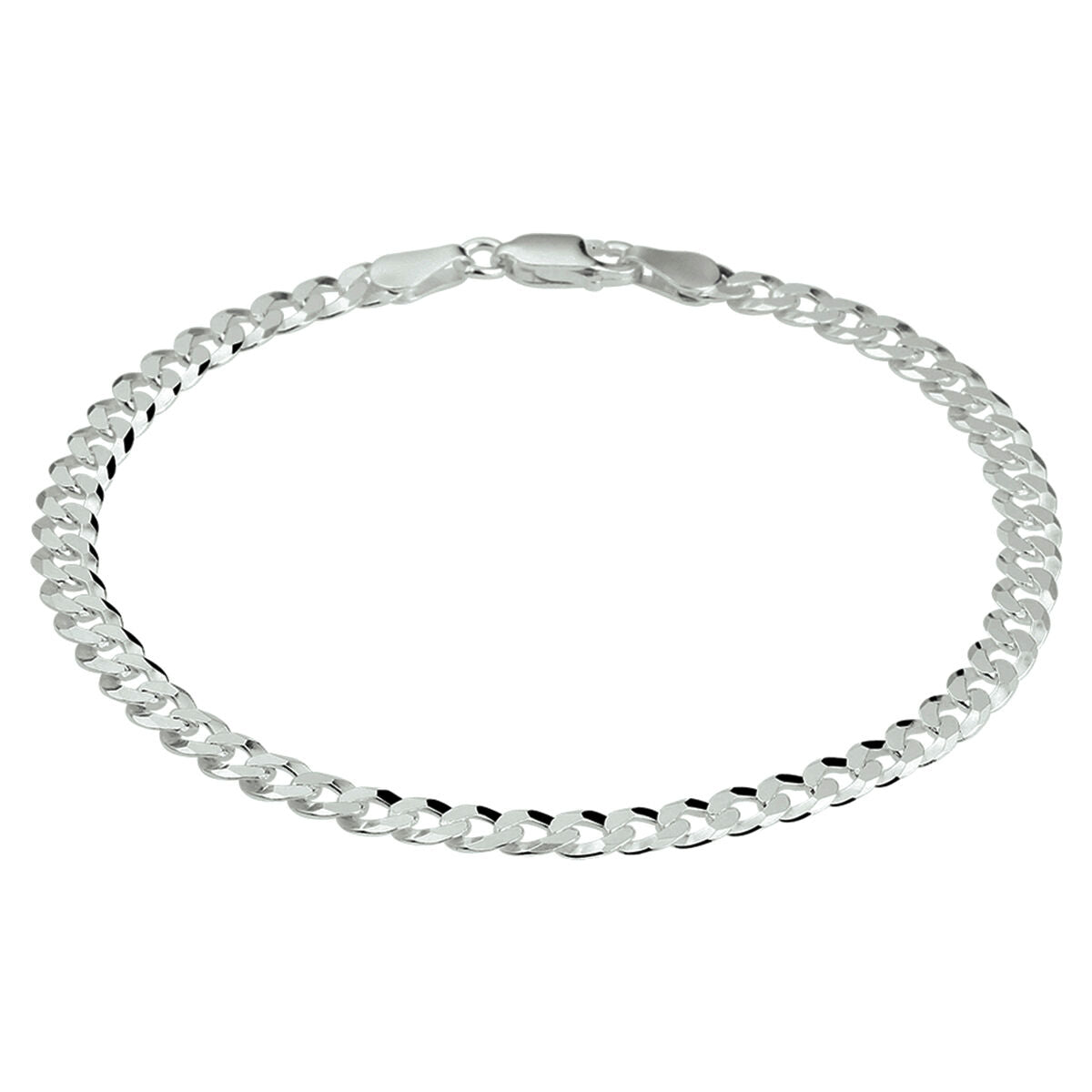 Pulsera de gourmette de 8 lados, 4,3 mm, en plata rhodinizada.