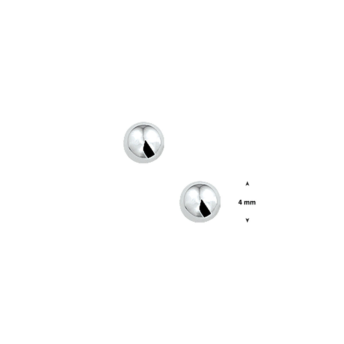 Pendientes de bola de plata rodiada de 4 mm.