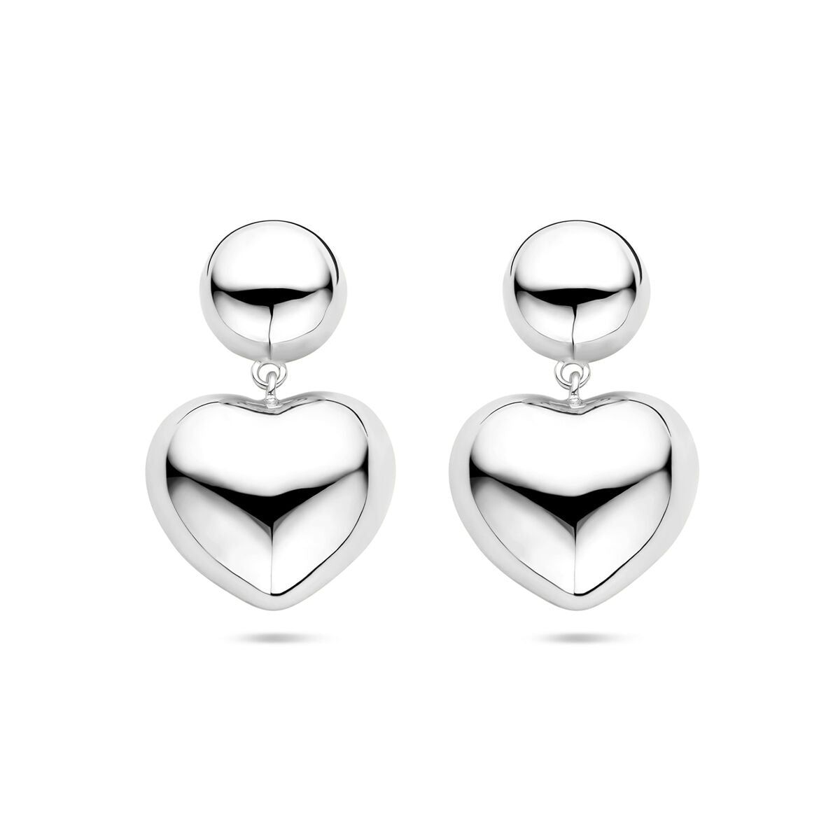 pendientes corazones 32 mm plata rodiado