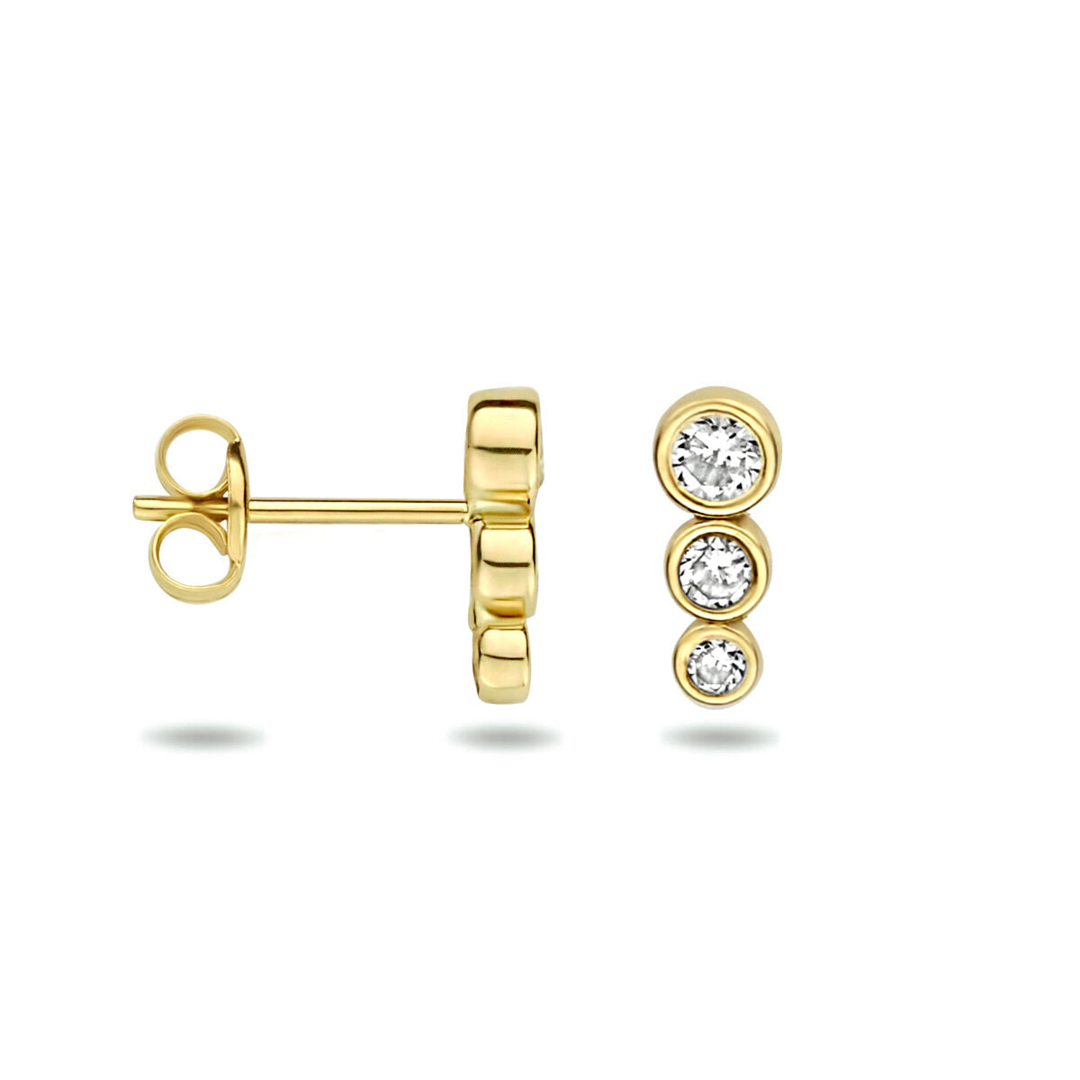pendientes de botón zirconia 14K oro amarillo
