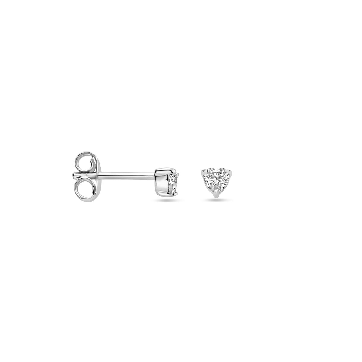 pendientes de botón corazón circonita 3,5 mm plata rodiada