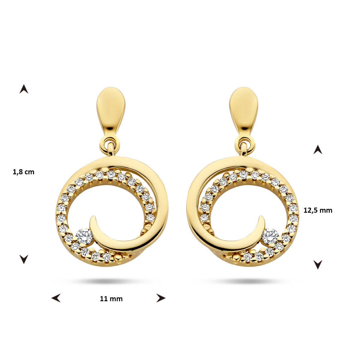 pendientes círculo diamante 0.14ct (2x0.07ct) h si 14K oro amarillo