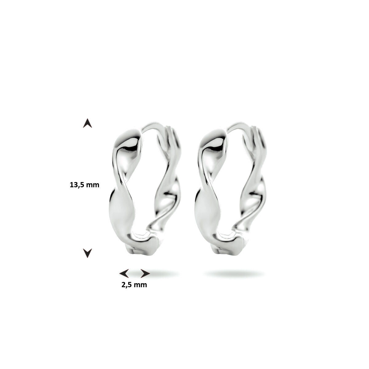 aros retorcidos de plata rodiada