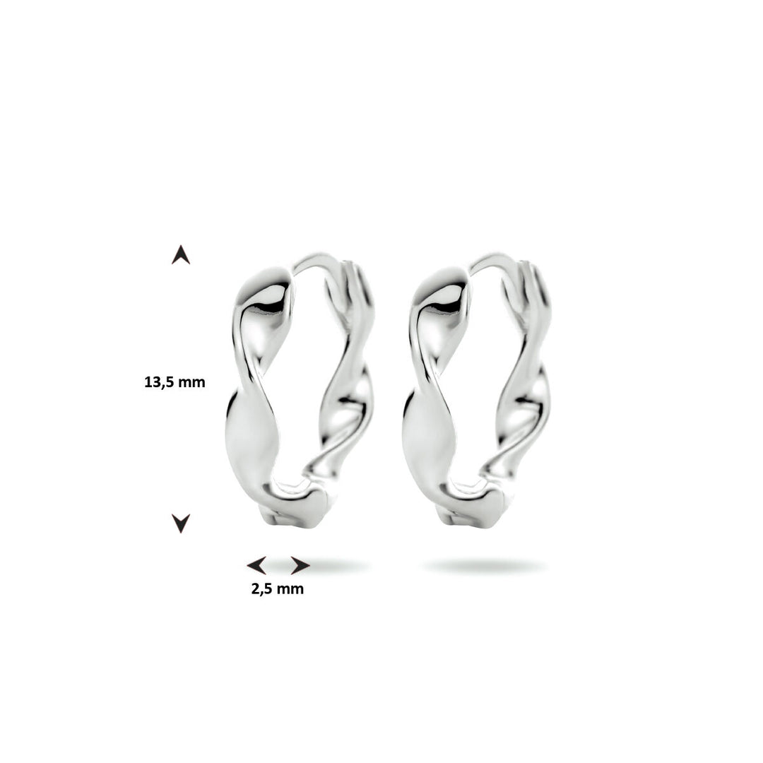 klapoorringen gedraaid zilver gerhodineerd