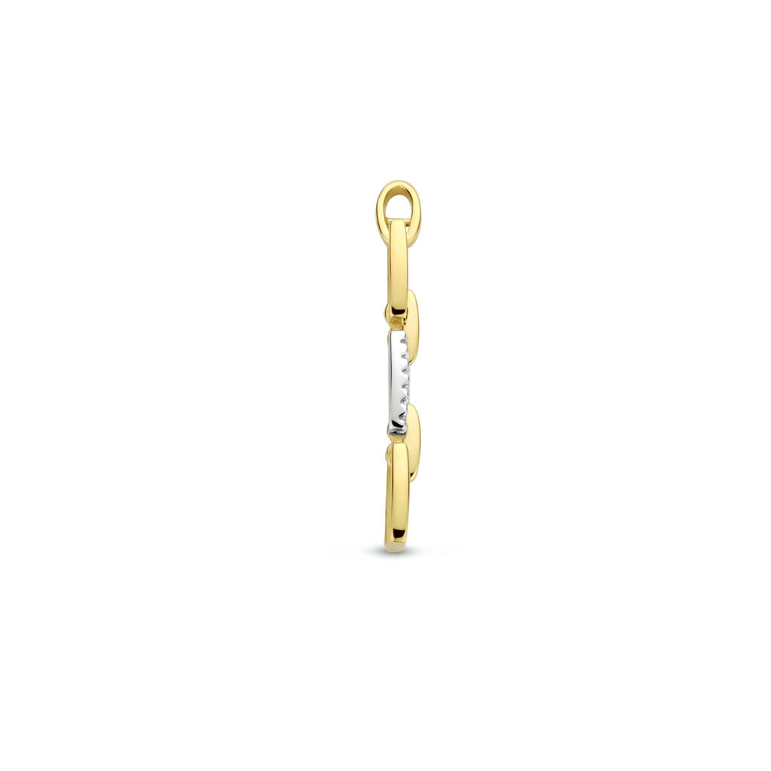 hanger schakel diamant 0.05ct h si 14K bicolor goud geel/wit