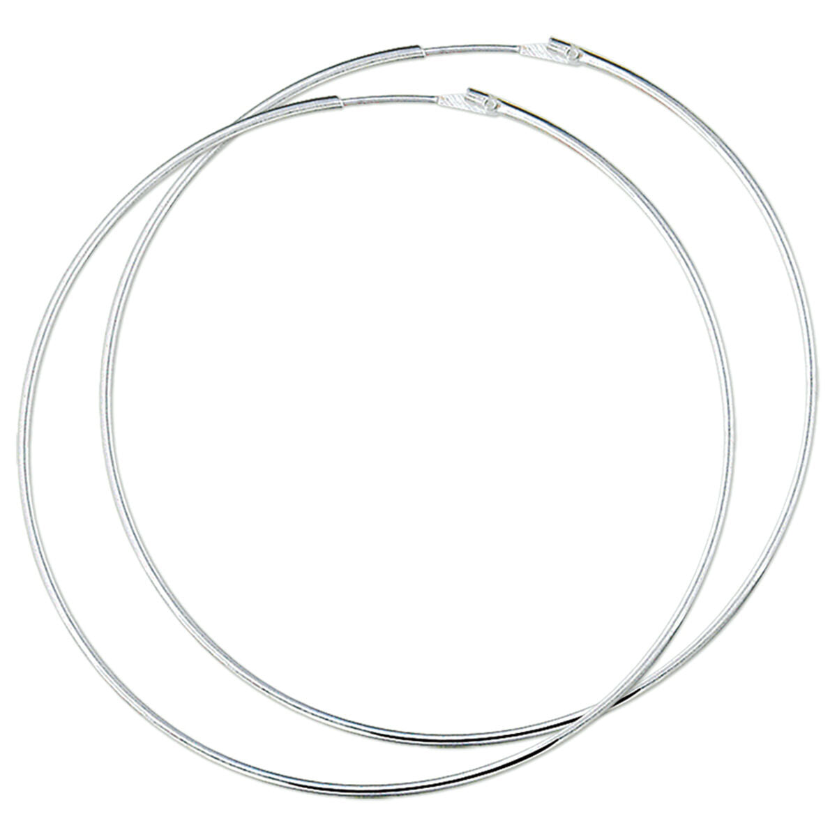 Aros de plata blanca de tubo redondo de 1,5 mm.