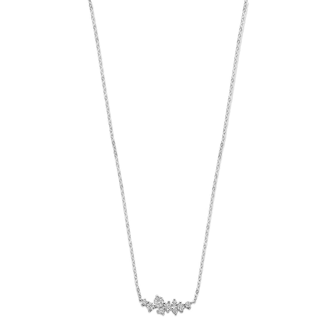 collier zirkonia 42 + 3 cm zilver gerhodineerd