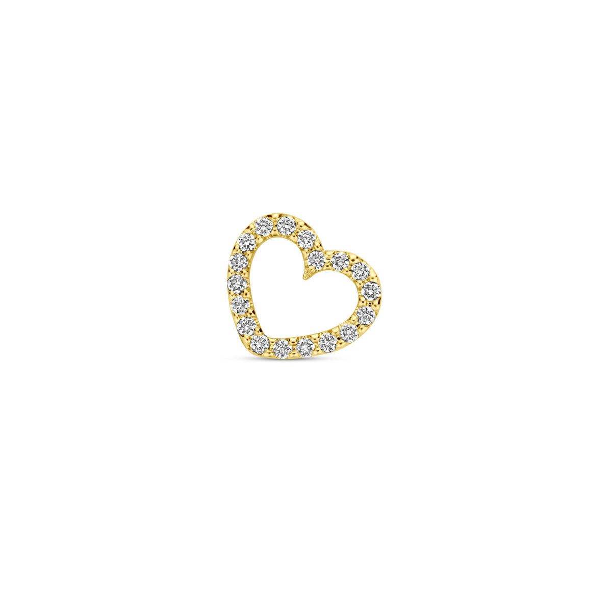 Colgante en forma de corazón de oro amarillo de 14K, decorado con diamantes de 0.05 ct.
