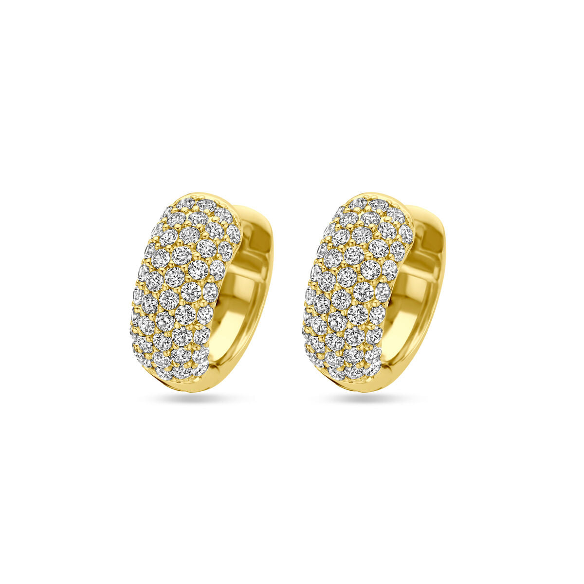 Pendientes de aro dorados con zircón, de 15,5 mm, con un diseño brillante y moderno.