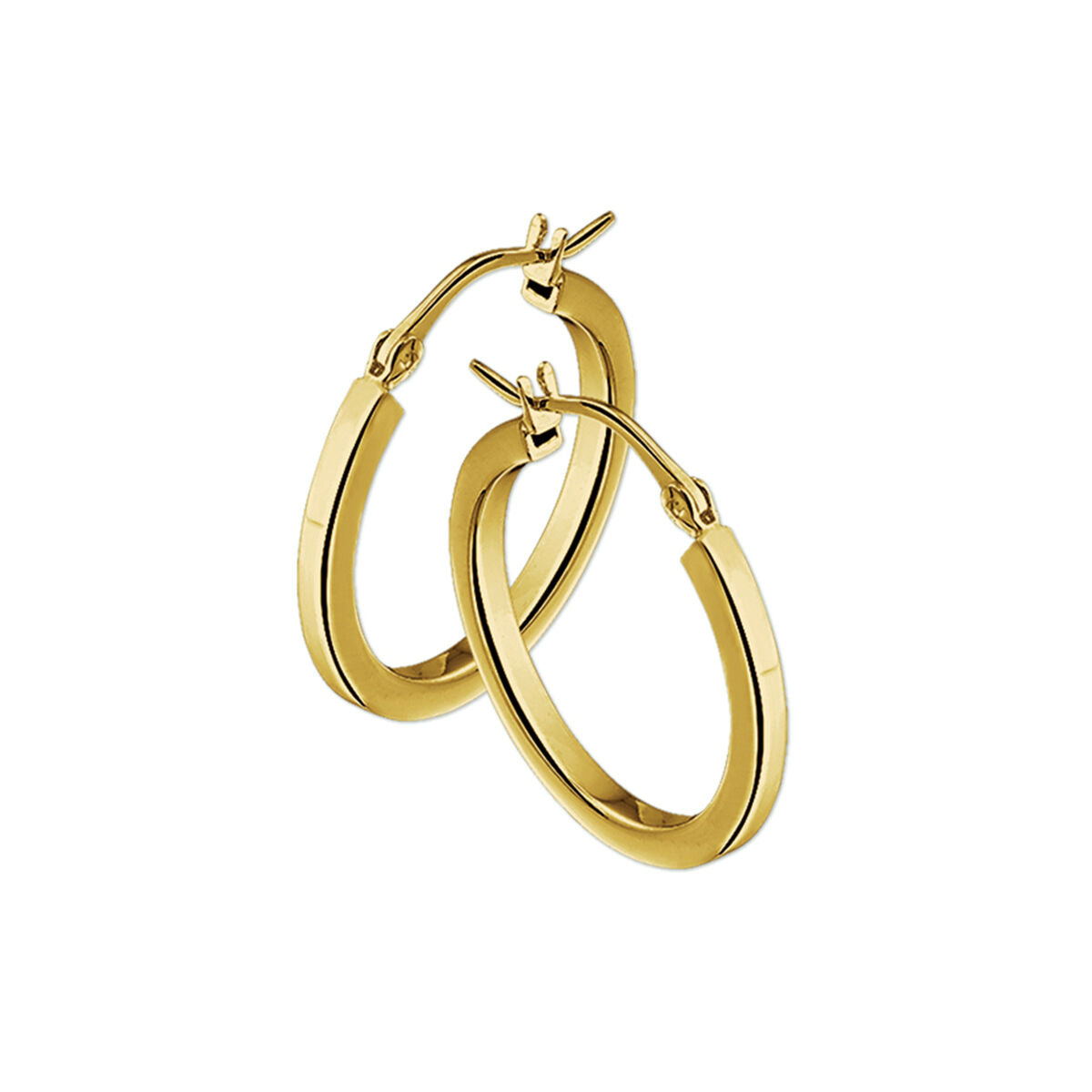 Aros de tubo cuadrado de 14K en oro amarillo de 2.5 mm.