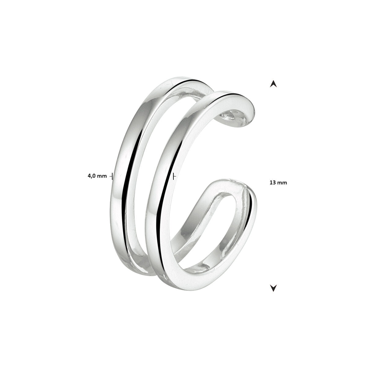 earcuff de plata rodiado