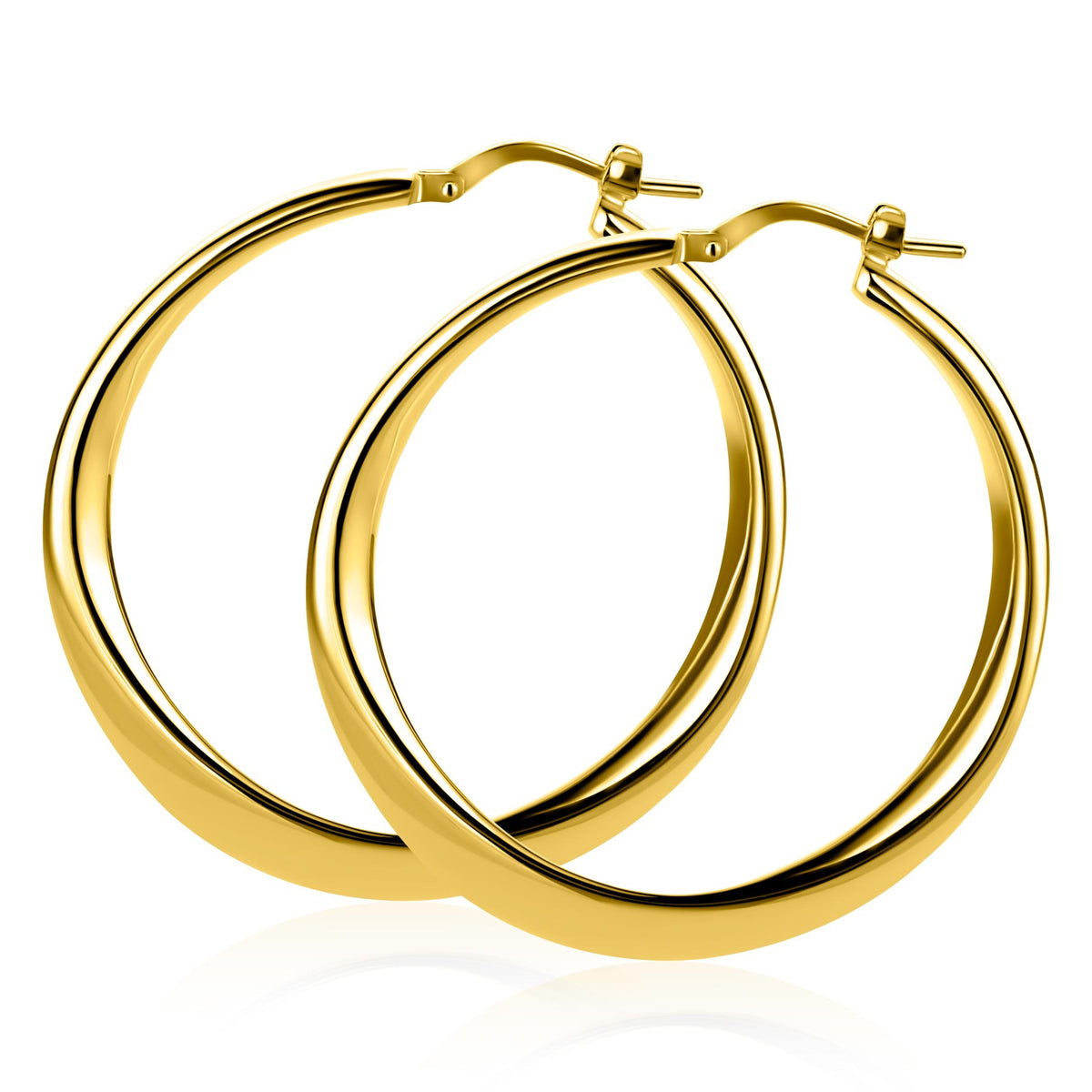 Pendientes de aro dorados de plata.