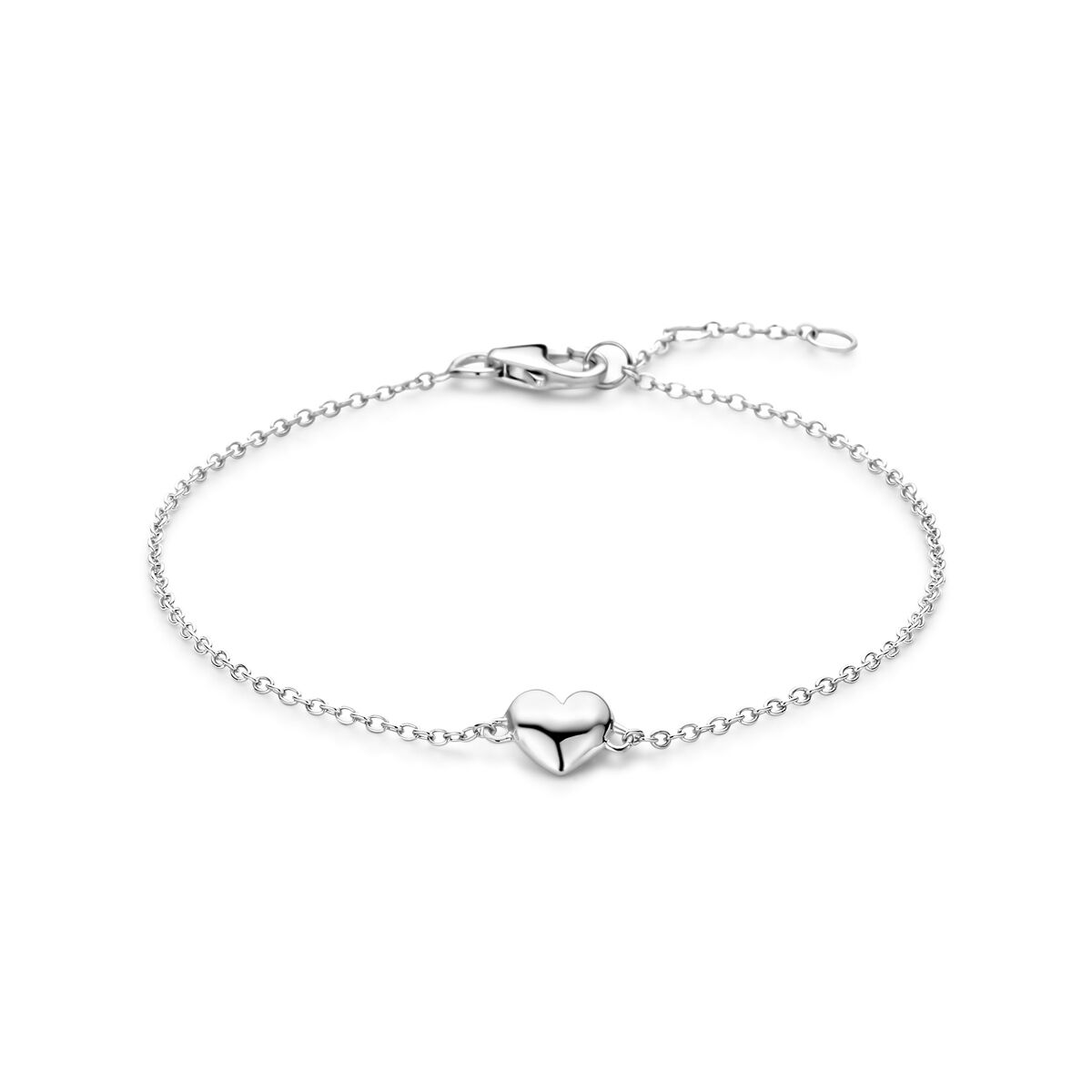Pulsera de plata rhodium con un colgante en forma de corazón.