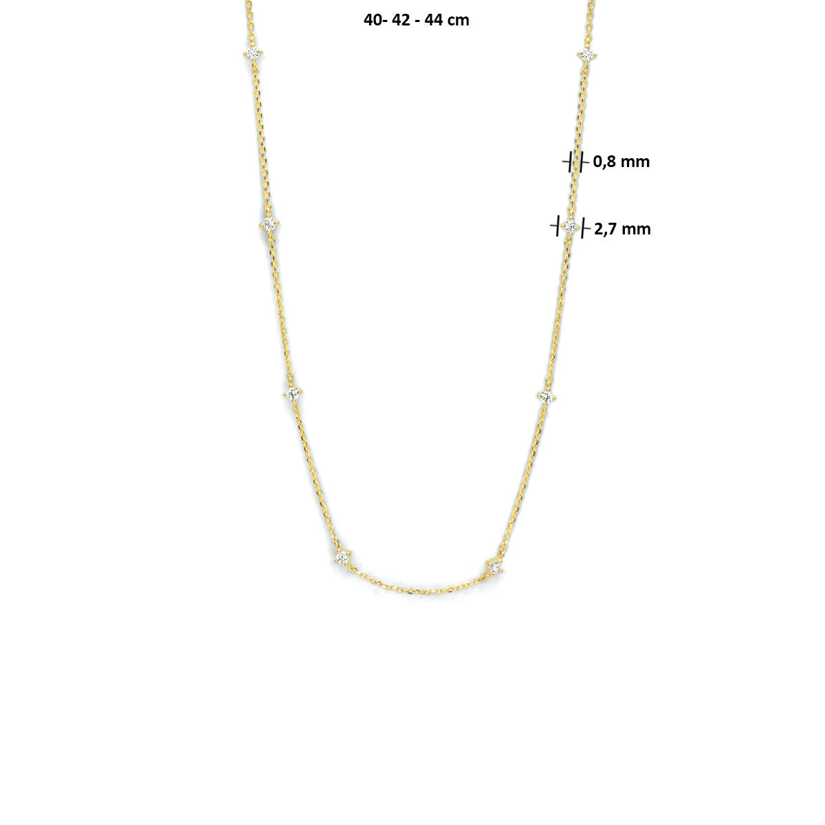 collar de zircón 40 - 42 - 44 cm oro amarillo 14K